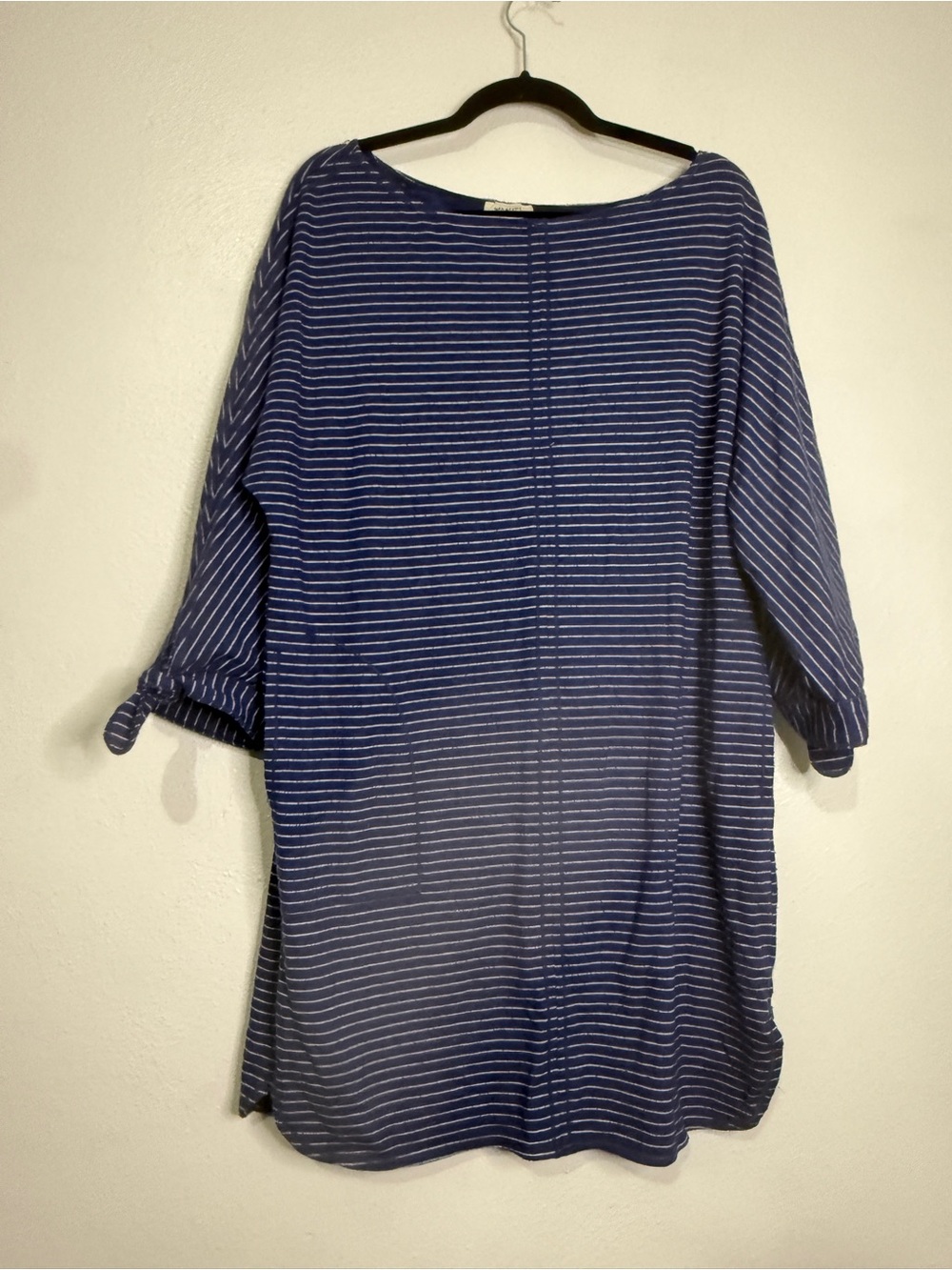 Max Studio Navy and White Striped Casual Summer Beach Dress. Sz L.